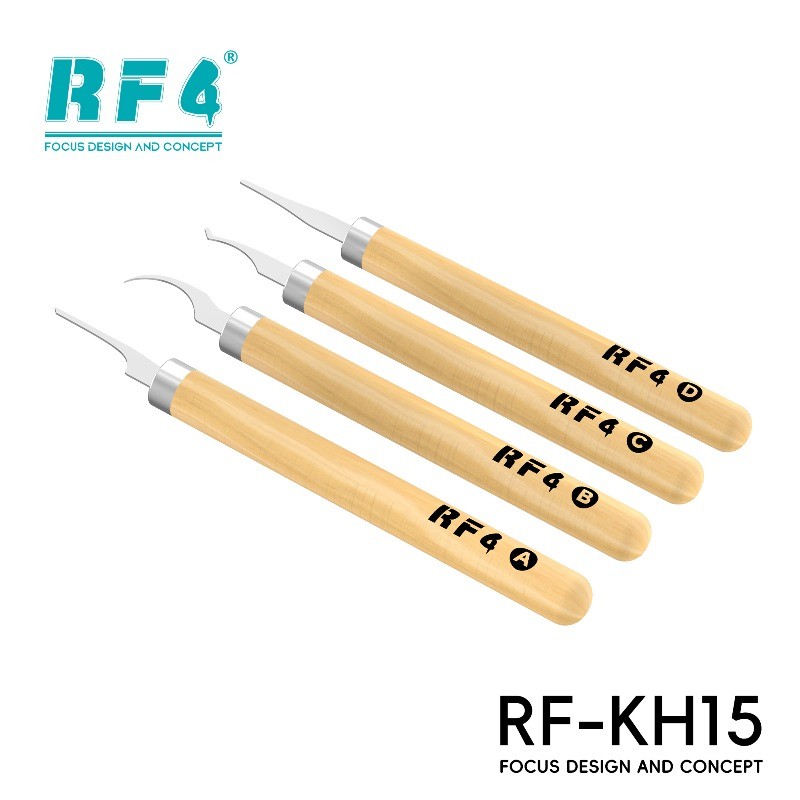 RF4 RF-KH15 4 ชิ้น Precision Mobile Repair Pry ชุดเครื่องมือไม้ Handle Ultra-thin Steel Tip Anti-slip ฉนวนกันความร้อน