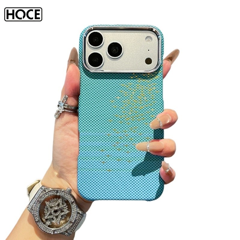 HOCE คาร์บอนไฟเบอร์ Kevlar Texture เคสโทรศัพท์แม่เหล็กสําหรับ IPhone 17 Air 16 15 14 Pro Max กรอบโลหะกล้องพลาสติกแข็ง