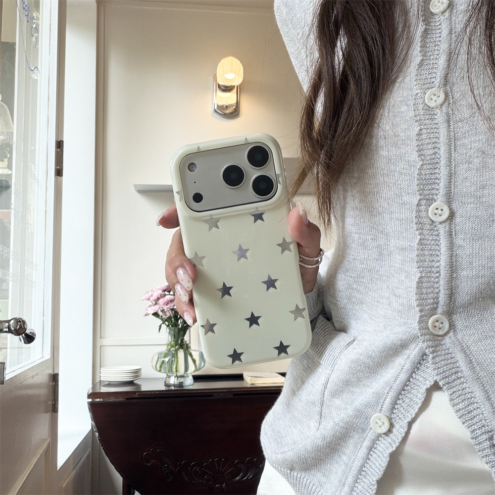 หรูหรานมสีขาวPolka dot Star Glitter SoftสําหรับiPhone 17 16 15 14 13 17 Pro Max 15promax Twinkleซิลิโคนกันกระแทก