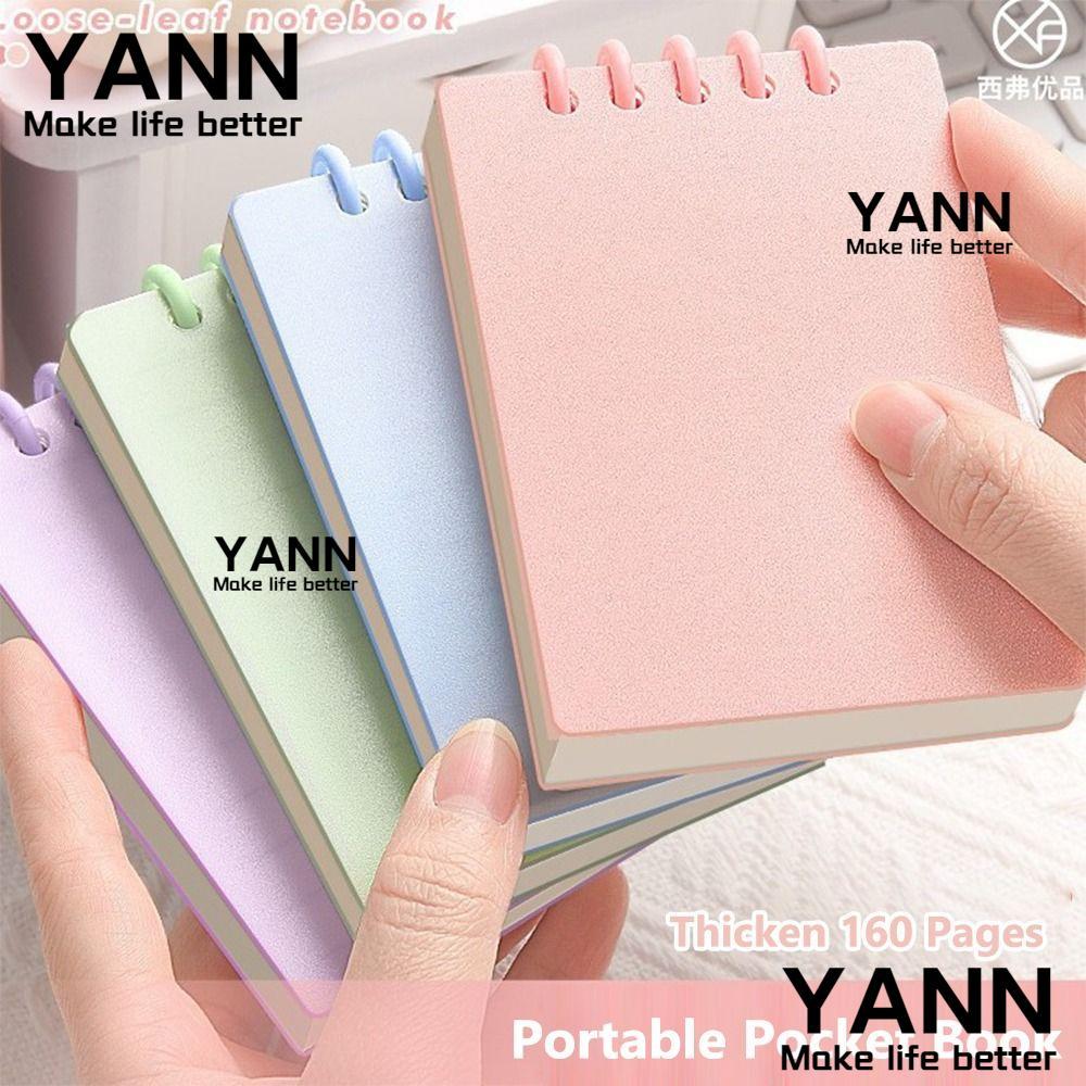 YANN Mini Notebook, Loose-leaf A7 Pocket Notebook, High Quality Square 80Sheets แนวนอน Line หน้าด้านใน Memo Pad นักเรียน