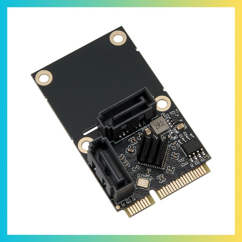 Mini PCI-E ถึง 2 พอร์ต SATA3.0 การ์ดขยาย Mini PCIe เป็น Dual SATA3 6Gpbs อะแดปเตอร์ ASM1061 Chiprums