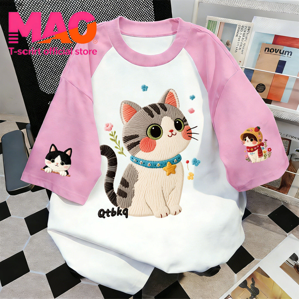 COD✅ (จัดส่งในกรุงเทพฯ) MAO Shop เสื้อยืดลายเกาหลี พิมพ์ลำสวยงาม ผ้าฝ้าย ทรงผสมสีล่าสุด #02