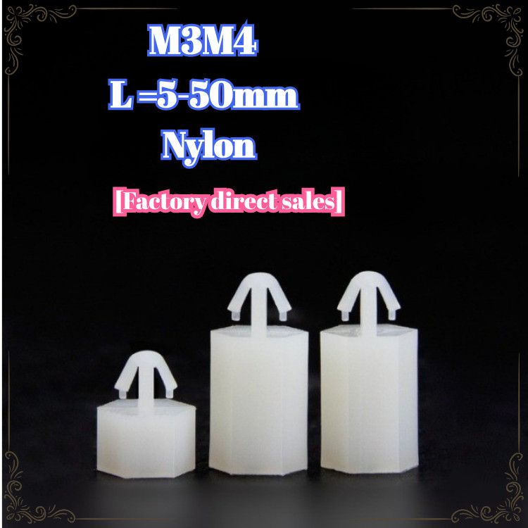 หัวเข็มขัดหกเหลี่ยมคอลัมน์ไนลอน M3 push-in PC board spacer คอลัมน์ยกคอลัมน์เครื่องบินหัวพลาสติกแยกคอ
