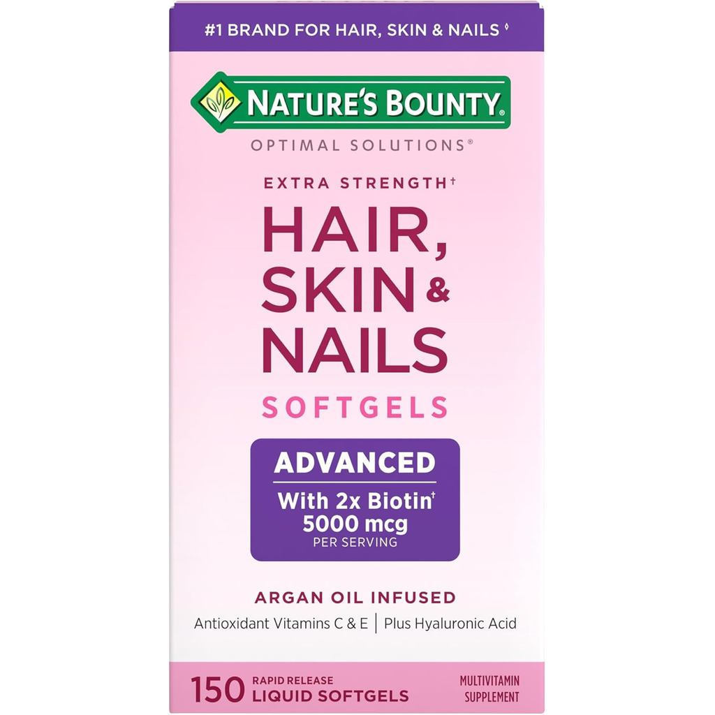 Natures Bounty Advanced HairdressingSkin and Nails,อาหารเสริมวิตามินอาร์แกนพร้อมBiotin and Hyaluroni