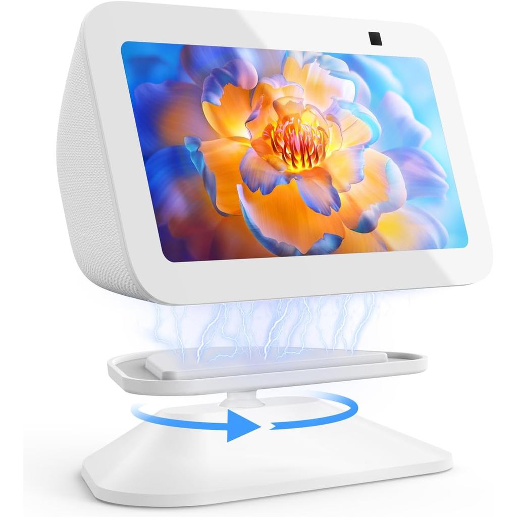 Maxonar Stand สําหรับ Echo Show 5 (3rd Gen), ขาตั้งหมุนเอียงแบบปรับได้ฐานกันลื่นแม่เหล็กที่แข็งแกร่ง