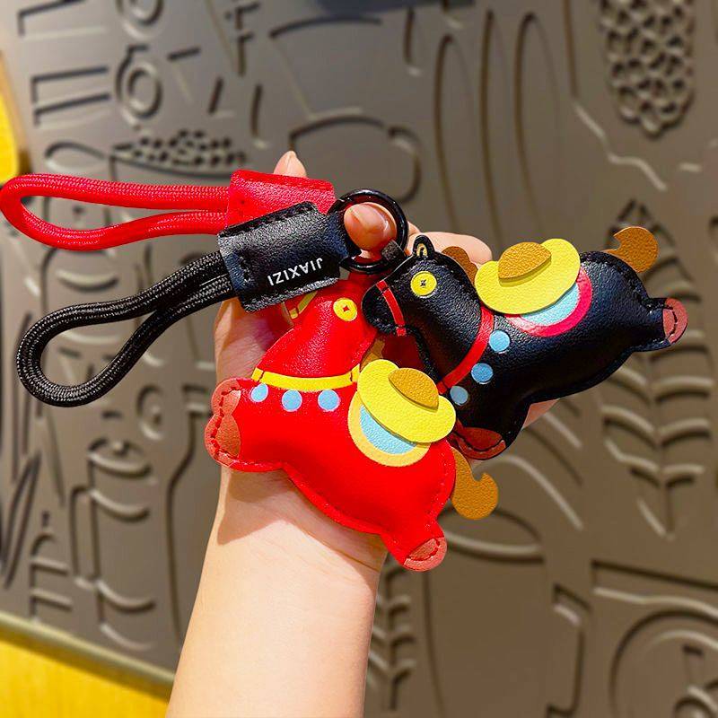 【Ready Stock】 Original 2026 Soon Rich Leather Pony Pendant Zodiac Keychain Bag Ornaments hd7q