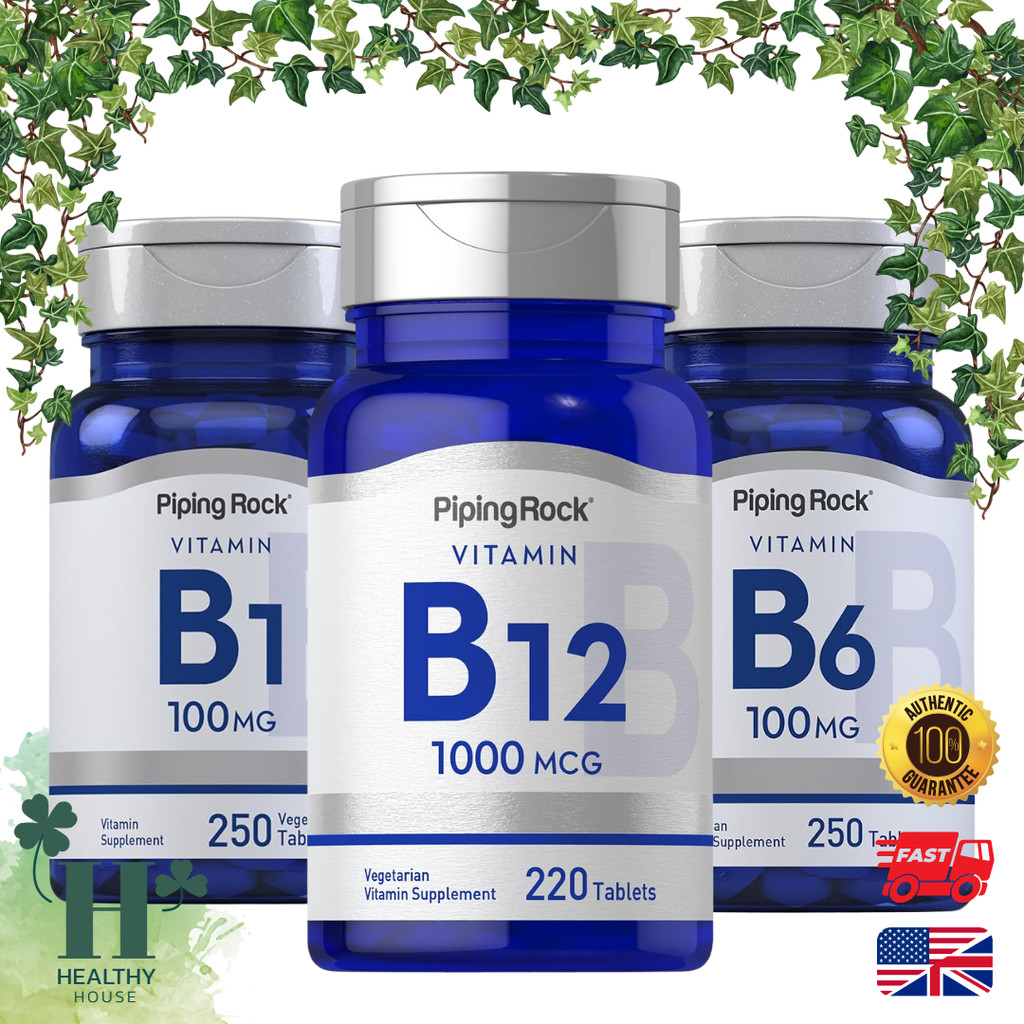 Piping Rock Vitamin B1 100mg l B-6 100mg l B12 1000 mcg บำรุงระบบประสาท