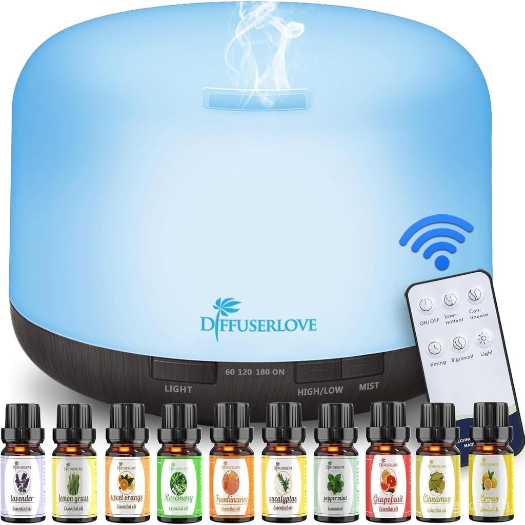 Diffuserlove Essential Oil Diffuser 500ML Aromatherapy Diffuser Mist Humidifiers 7 สีไฟ LED Diffuser