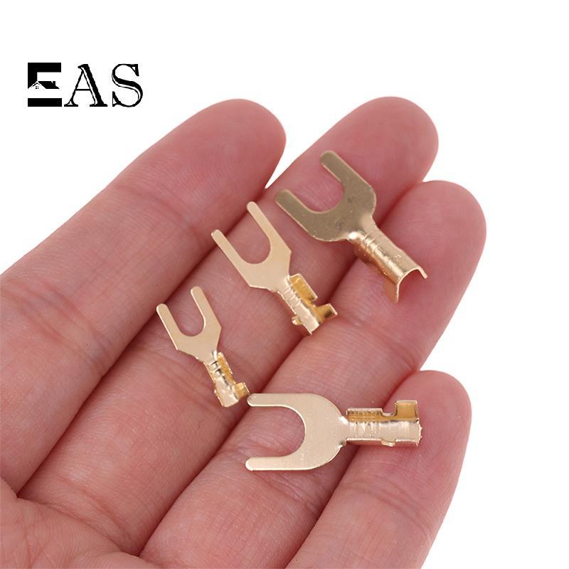 [EA] 100 ชิ้น/แพ็ค 3.2/4.2/5.2/6.2 มม.สายทองเหลืองรูปตัว U Grounding Lug ส้อม Terminal Pressed Bare 