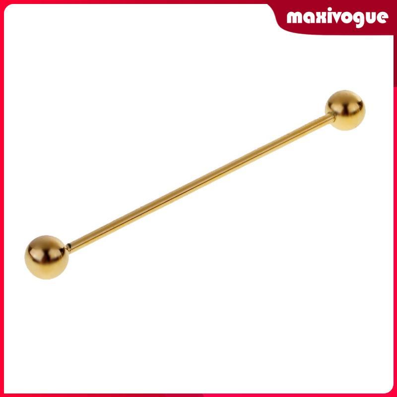 Skinny Pin Round Barbell Collar Tie Clip Clasp Bar Necktie Tie Pin Gold
