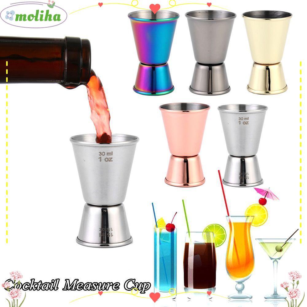 MOLIHA วัด Jigger, 1/2-1oz 304 เครื่องปั่นสแตนเลส, แถบแก้ว Dual Shot สไตล์ญี่ปุ่น