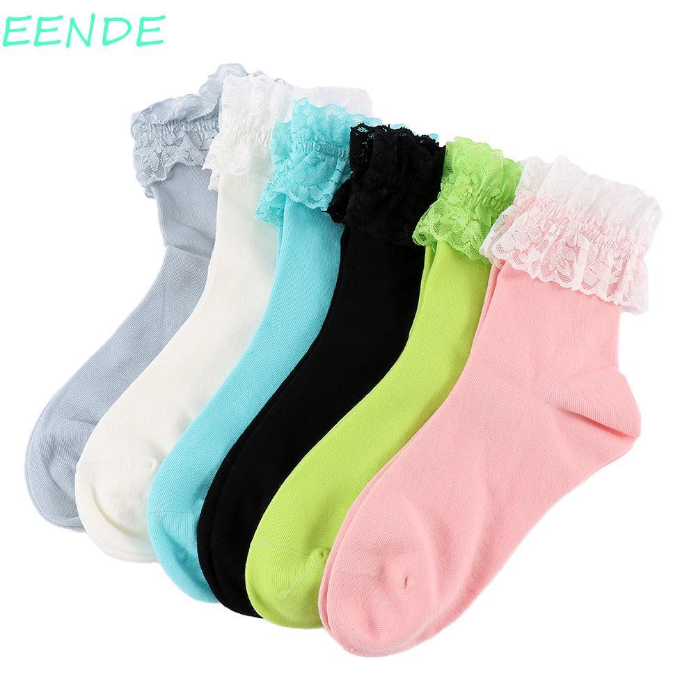 EENDE Socks Vintage Lace Ruffle Boat Socks