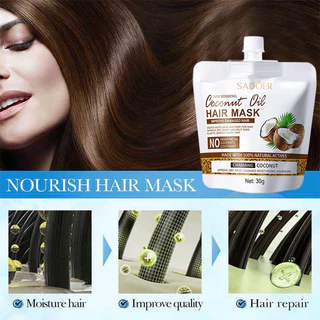 🔥SADOER Coconut Moisturizing Hair Mask 30g ครีมนวดผม ฟื้นฟูผมเสียอย่างล้ำลึก หมักผมนุ่มสลวยเงางาม