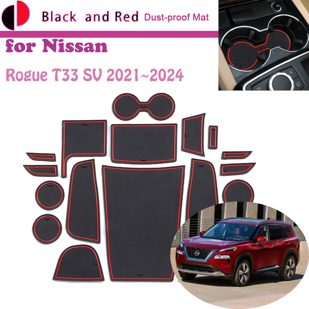 ยางประตู Groove สําหรับ Nissan Rogue X-Trail T33 SV 2021 ~2024 เบาะ Gate Storage Slot Coaster ฝุ่นรถ