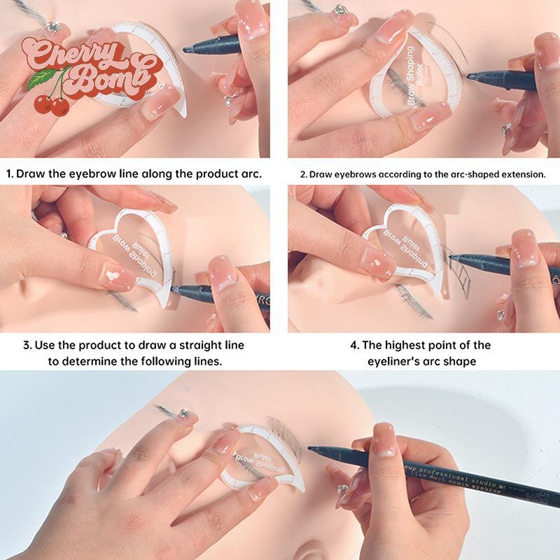 (Cherry Bomb) 1PCS Brow ping Ruler Eyebrow Shaping ไม้บรรทัด 1 นาที Fast Drawing Design Brow Easy To