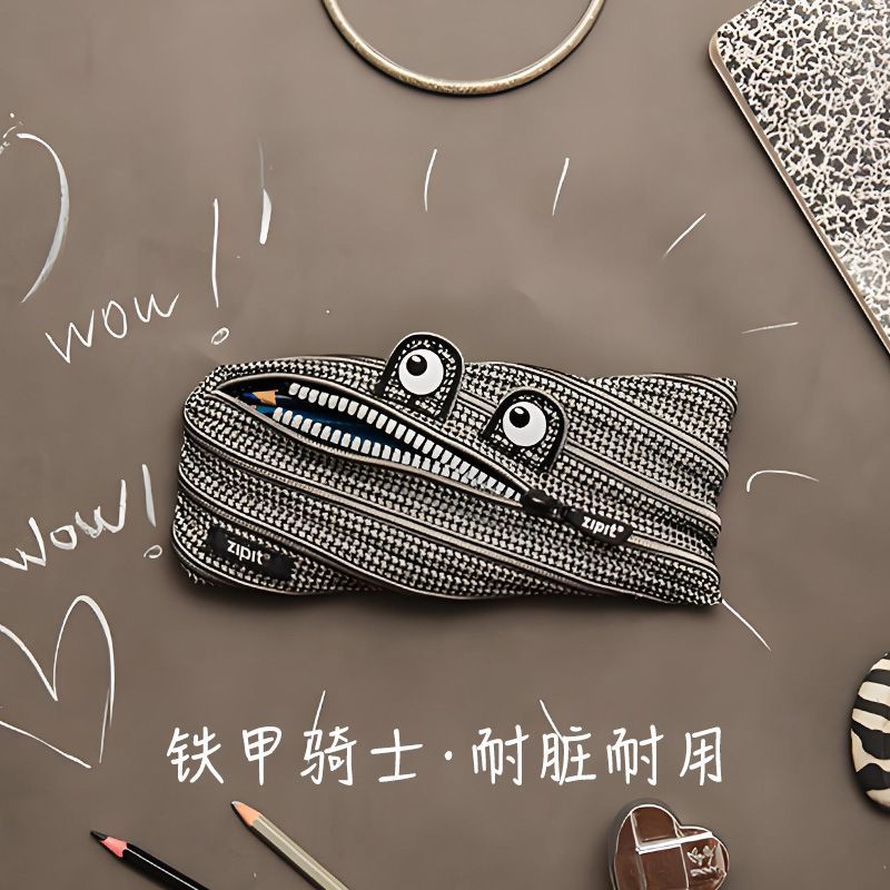 ทนทาน Dirt-Resistant Iron Armor ZIPIT Monster Zipper Junior High School Students Boys Stationery Bag
