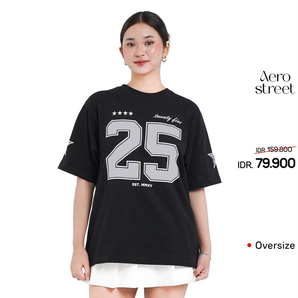 เสื้อยืด Aerostreet Oversize Twenty Five 25 ผู้หญิงสีดํา 1CA01