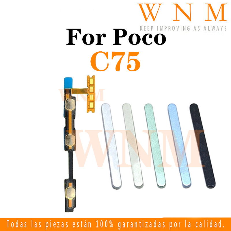 สําหรับ Poco C75 ปุ่มเปิดปิดปุ่มสวิทช์ด้านข้าง Key Volume Up Down Flex Cable โทรศัพท์มือถือ Part