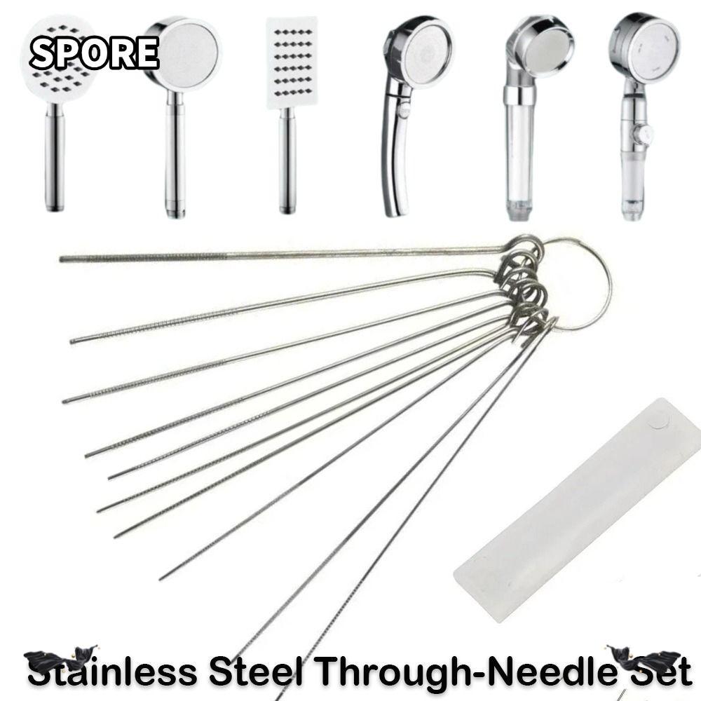SPORE 10 ชิ้น/กล่องสแตนเลสผ่านเข็ม,หัวฝักบัวเครื่องมือทําความสะอาดสแตนเลสเข็มชุดแปรง,ตัดเชื่อม Dredge 0.4-1.6 มม.เชื่อมไฟฉายผ่าน-