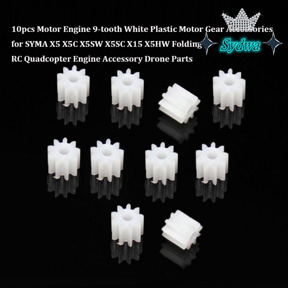 SYDWA 10pcs เครื่องยนต์เกียร์,พลาสติกสีขาวมอเตอร์เกียร์,คุณภาพสูง 9 ฟันพับ Quadcopter Drone อะไหล่สํ