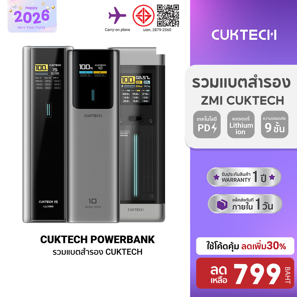 [ลดเหลือ 799] CUKTECH PB100P / PB200P / PB200U / PB060 / P23 / PB200 / PB150P Powerbank แบตสำรอง CCC