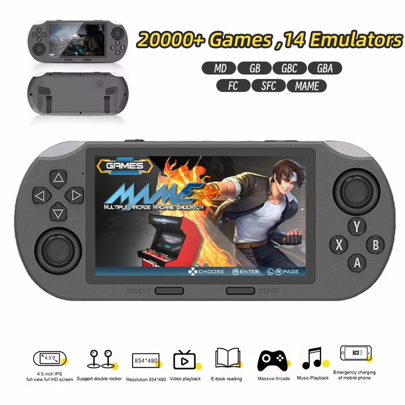 SF3000 Retro คอนโซลมือถือ Konsol Permainan Linux 4.5" IPS 3000mAh PS1 E-book แบบพกพา MP4