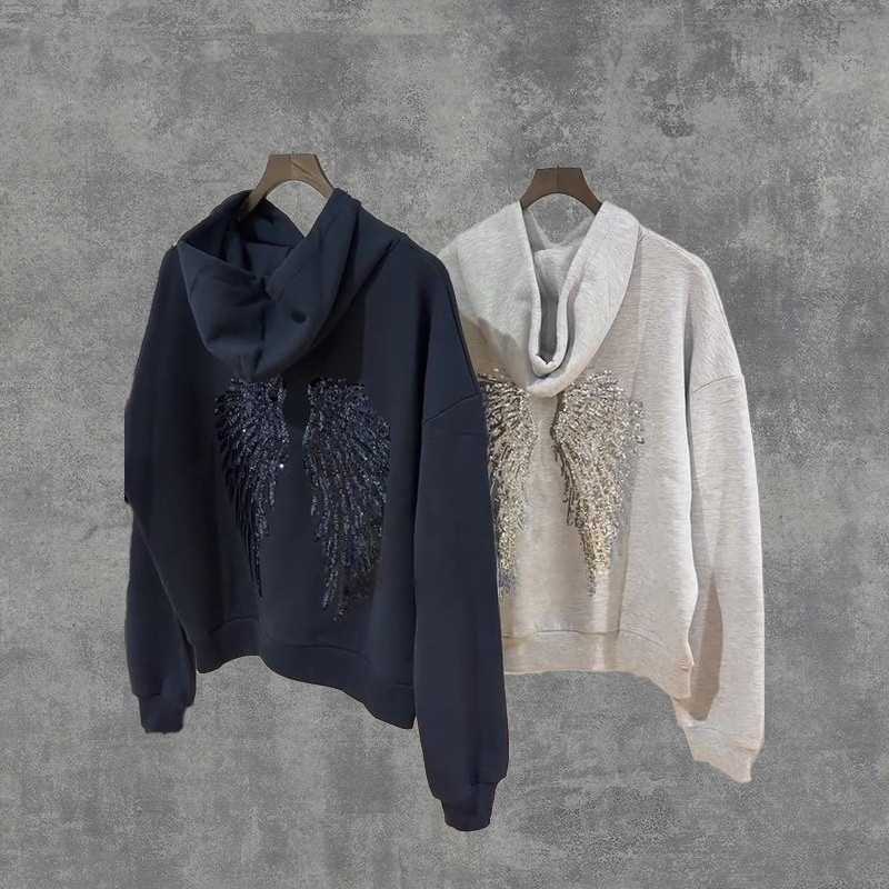 เสื้อกันหนาวลายเลื่อมเงาและปีกนางฟ้า สำหรับผู้หญิง แบบแขนยาว ทรงหลวม สไตล์ใหม่