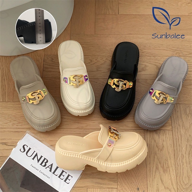 SUNBALEE 🍪 SUNX88 รองเท้าเสริมส้น เปิดส้นเท้า คัทชูแบบสวม สำหรับผู้หญิง วัสดุยางนิ่ม สินค้าพร้อมส่ง