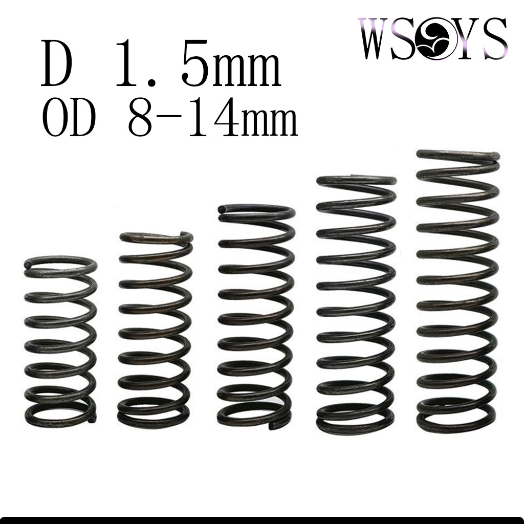 เหล็กกล้าสปริง สปริงกด-สปริงดัน  เหล็กสปริง ขนาด compression spring d1.5mm * OD8-14mm * L10-100mm [WSYS-MB-TC]