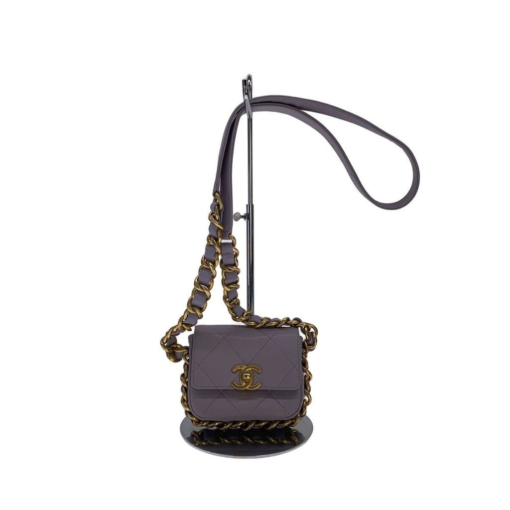 CHANEL shoulder bag mini flap leather PUP T2E59U30 There are scratches on the metal fittings Direct 