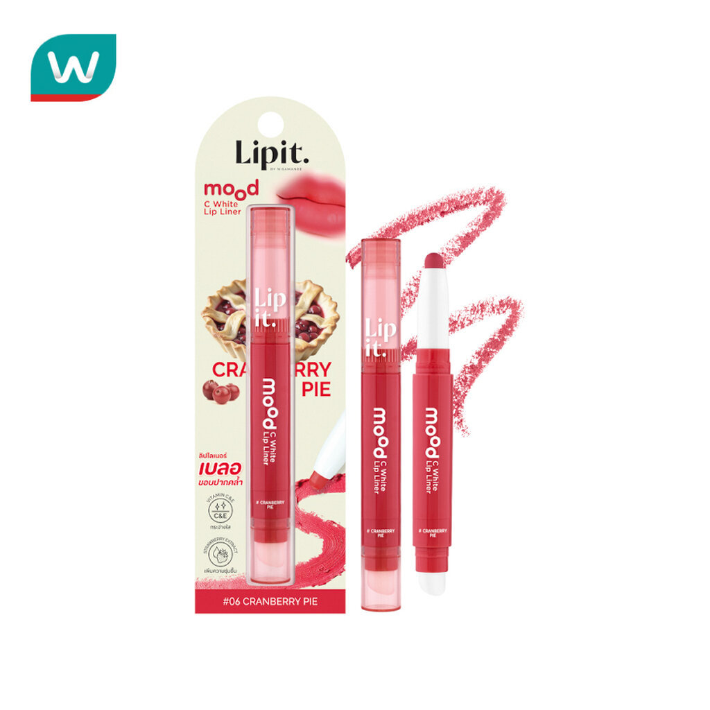 Lip It ลิปอิท มูด ซี ไวท์ ลิป ไลเนอร์ 0.55ก. 06 แครนเบอร์รี่ พาย