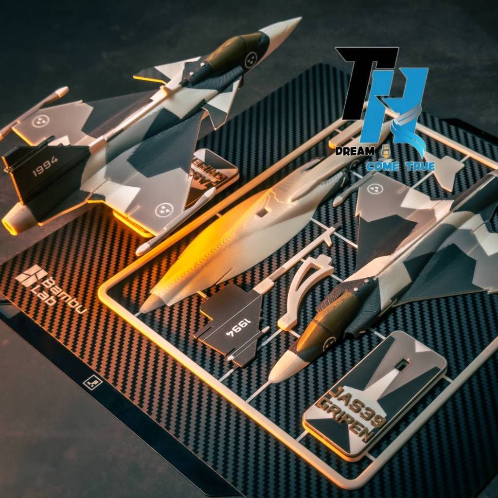 ️ JAS 39 Gripen – ชุดพิมพ์ 3 มิติ โมเดลเครื่องบินรบสวีเดน (ยาว 21 ซม. พลาสติก PETG)