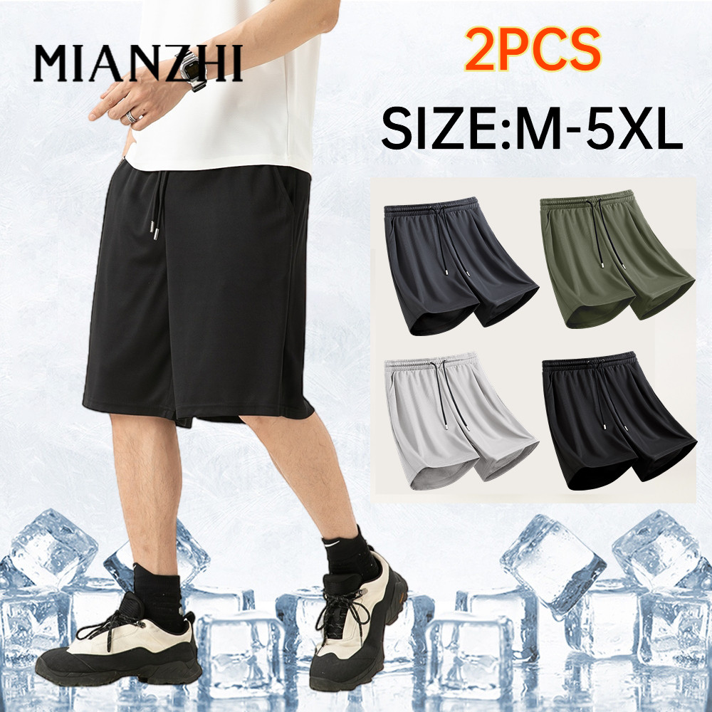 MIANZHI【COD】กางเกงขาสั้นเนื้อตาข่ายแห้งเร็ว อากาศไหลผ่านได้เต็มที่ แห้งใน 15 นาทีหลังเหงื่อออก [M-5X