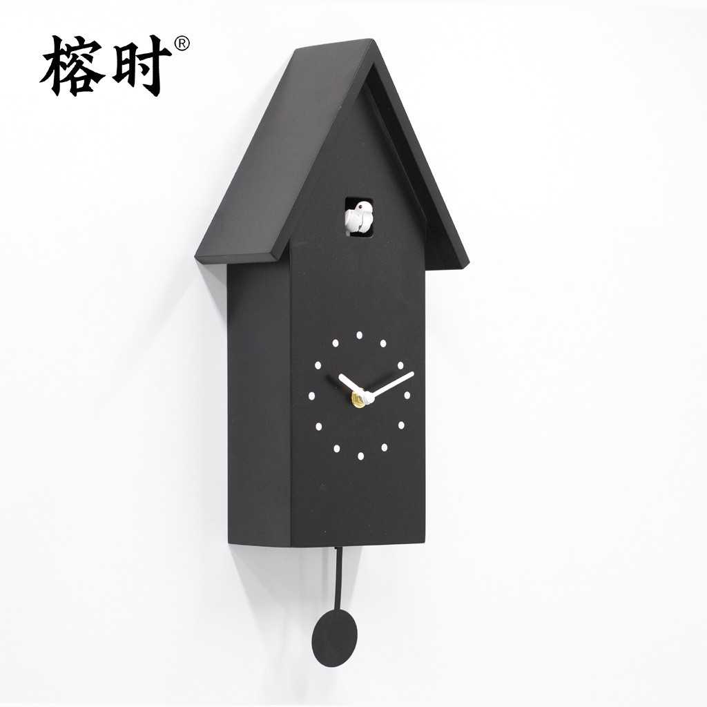 Fengshi MDF ไม้ Cuckoo Bird Cuckoo นาฬิกาเวลาในชั่วโมงนาฬิกาผนังนก Nordic Simple Window Cuckoo นาฬิก