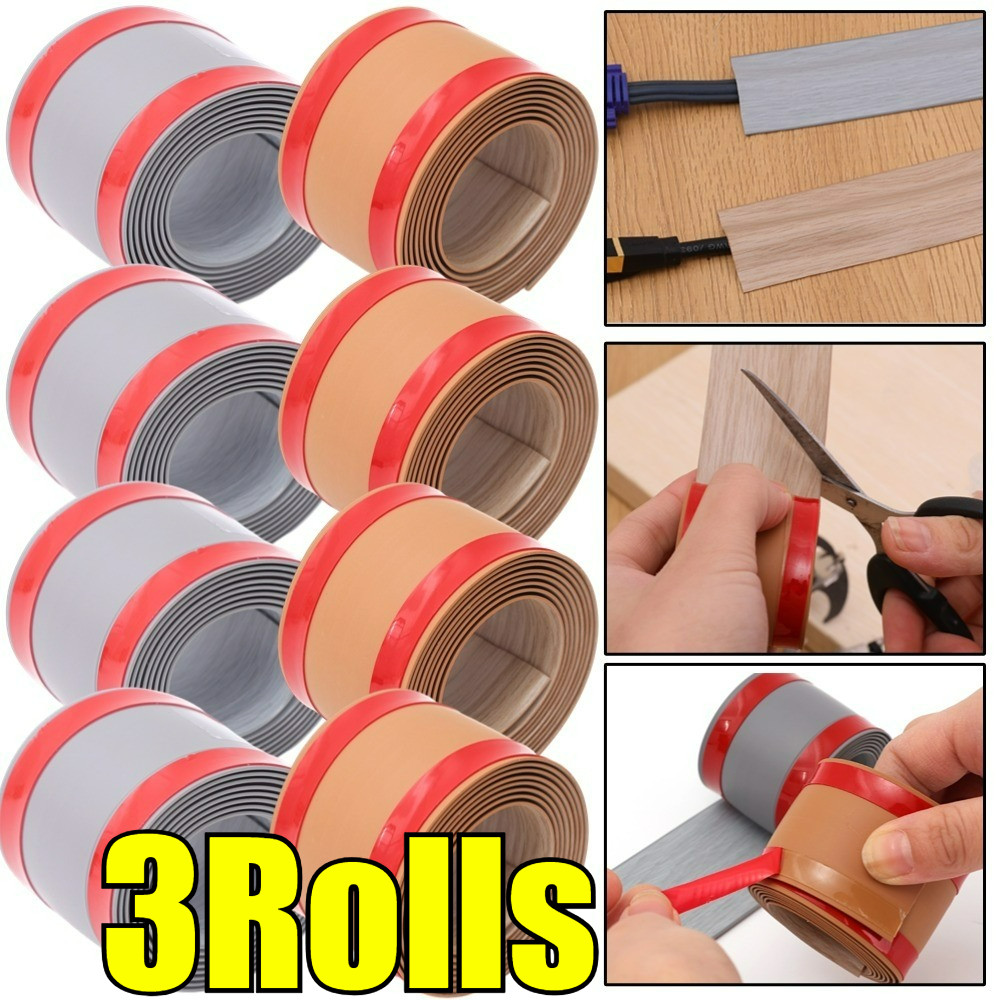 ฝาครอบสายเคเบิลแบบมีกาวในตัว PVC สําหรับติดตั้งง่าย - คอนซีลเลอร์ Trimmable ลายไม้ - สําหรับคอมพิวเต