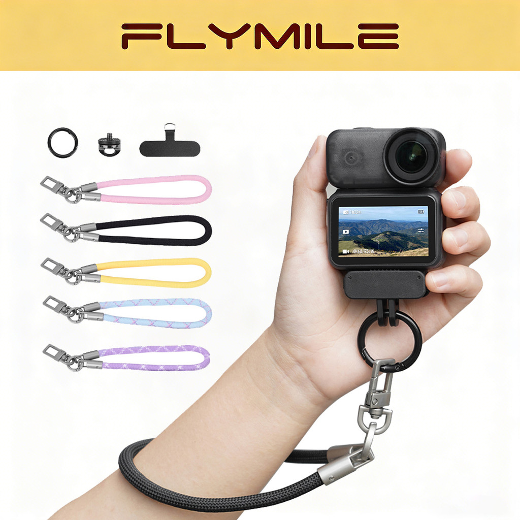 Flymile สายรัดข้อมือกล้องป้องกันการล่มสลายสําหรับ DJI Osmo Pocket 3/Nano/Action 6 5 Pro/Insta360 X5 X4, อุปกรณ์การเดินทางกลางแจ้ง