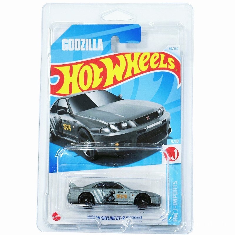 [เคสป้องกันฟรี] Hot Wheels Puka Nissan GT-R (R33) โมเดลรถโลหะผสม Godzilla E06H