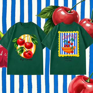 BOOM [COD]เสื้อแฟชั่น แขนสั้น คอกลม t shirt oversize ใส่สบาย สไตล์ลำลอง 'Cherry' 2026