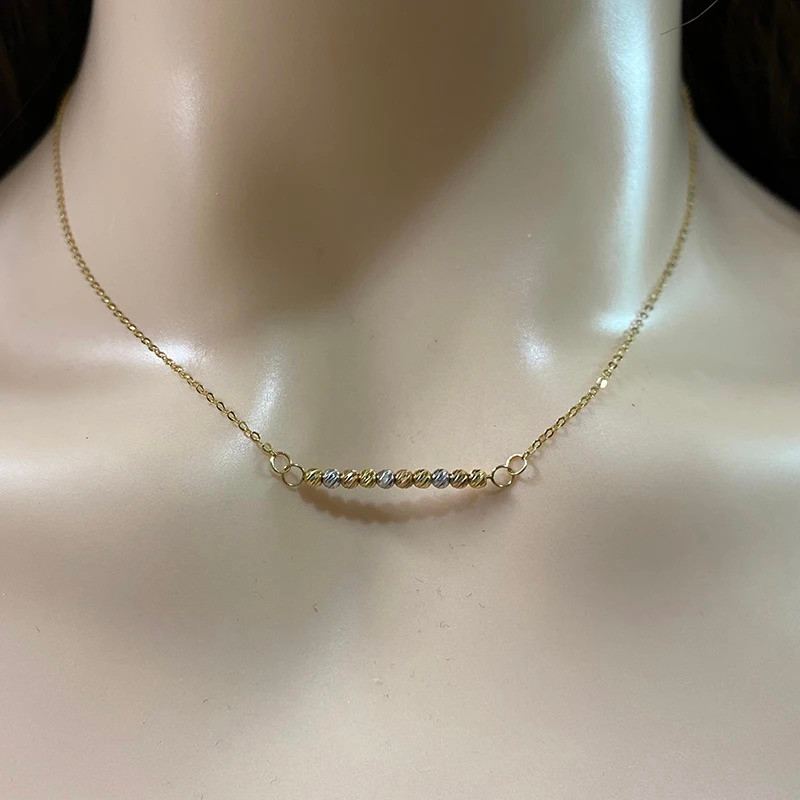 สร้อยคอทอง Au750 สไตล์ใหม่ ออกแบบตกแต่งลูกปัดทองระยิบระยับ เหมาะสำหรับเป็นของขวัญและเครื่องประดับหรู