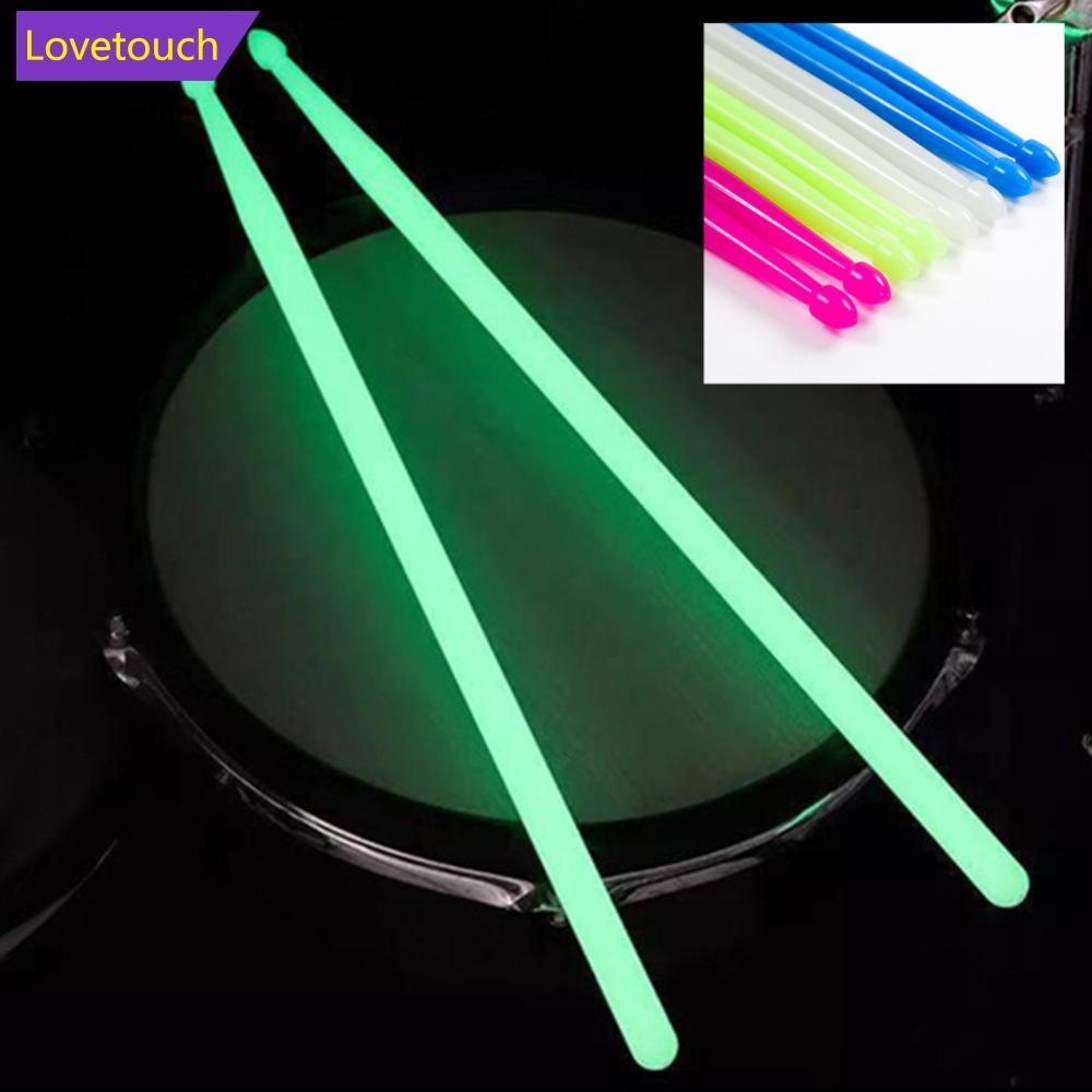 LOVETOUCH Luminous Light Up Drum Sticks Anti Slip Drumsticks 1 คู่เรืองแสงดนตรีกลองชุดเครื่องมือสําห