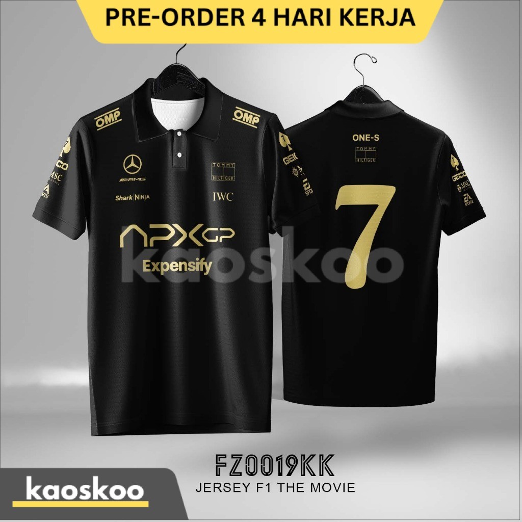 F1 APX GP เสื้อคอปกโปโลปุ่มภาพยนตร์
