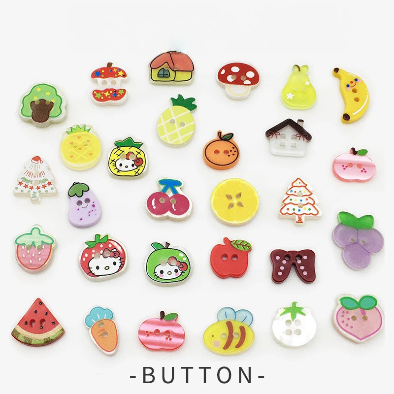 10ชิ้น/เซ็ตการ์ตูนผลไม้เรซิ่นปุ่มเสื้อผ้าสําหรับเสื้อชุด ทําเอง อุปกรณ์งานฝีมืออุปกรณ์เย็บผ้า