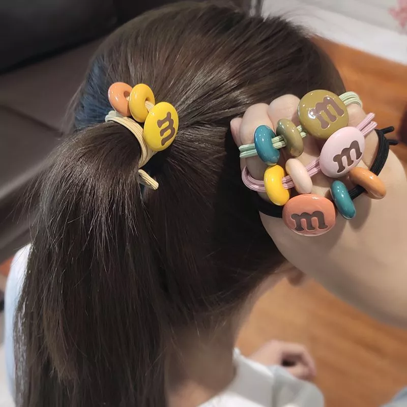 ยางมัดผม M&M หนังยางมัดผมสีสันสดใส เครื่องประดับผมสไตล์น่ารัก สำหรับผู้หญิง พร้อมส่ง