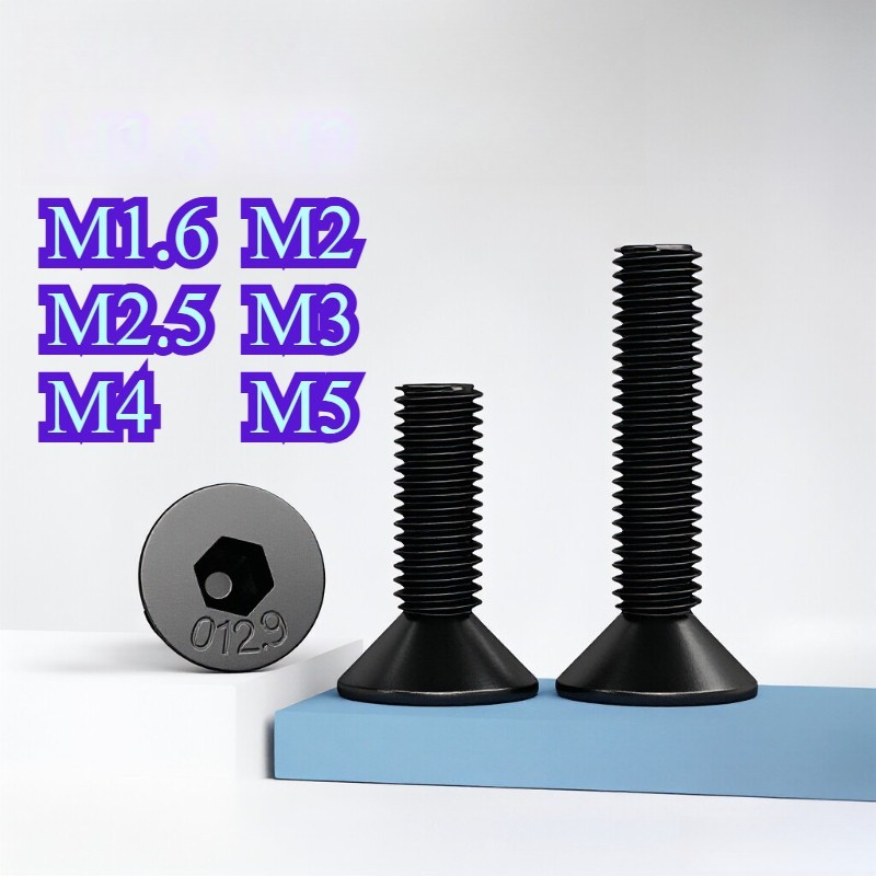 เกรด 12.9 High Strength Countersunk หัวสกรูหกเหลี่ยมสกรูหัวแบนสลักเกลียวหกเหลี่ยม M1.6/M2/M2.5/M3/M4