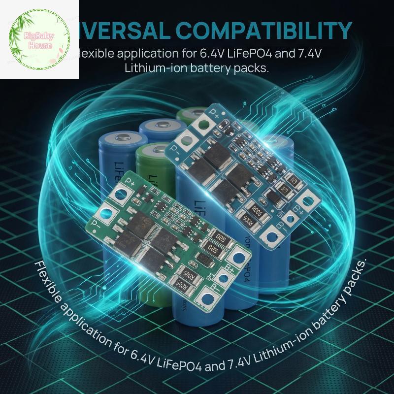 BigBabyHouse BMS 2S 6.4V 7.4V 10A LiFePO4 บอร์ดป้องกันแบตเตอรี่พร้อม Balancing สําหรับระบบไฟ LED และ