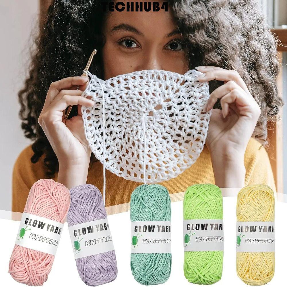 TECHHUB4 50g/roll Luminous Chunky Yarn, Polyestery Glowing Yarn, Skin-friendy Thread 2mm Soft ถักเส้