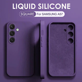 สําหรับ Samsung Galaxy A57 A37 A17 A07 A16 A26 A36 A56 Luxury Square ซิลิโคนเหลวเคสโทรศัพท์สีทึบกันกระแทกกันชนนุ่มฝาครอบ