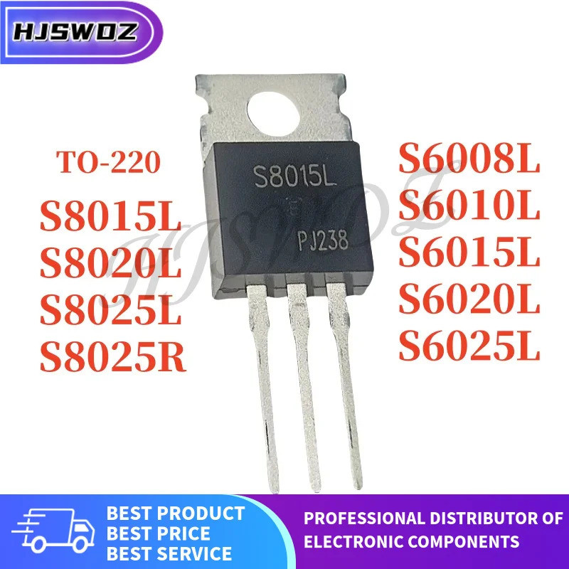 5PCS S6008L S6010L S6015L S6020L S6025L S8015L S8020L S8025L S8025R TO-220 Thyrtor ยี่ห้อทรานซิสเตอร