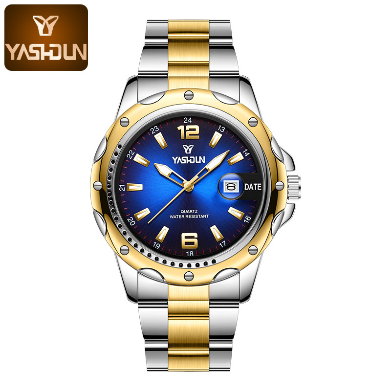 YASHIDUN 5079 ธุรกิจผู้ชายนาฬิกาควอตซ์ Radial รูปแบบ Dial กันน้ํา Elegant อินเทรนด์ชายนาฬิกาของขวัญ