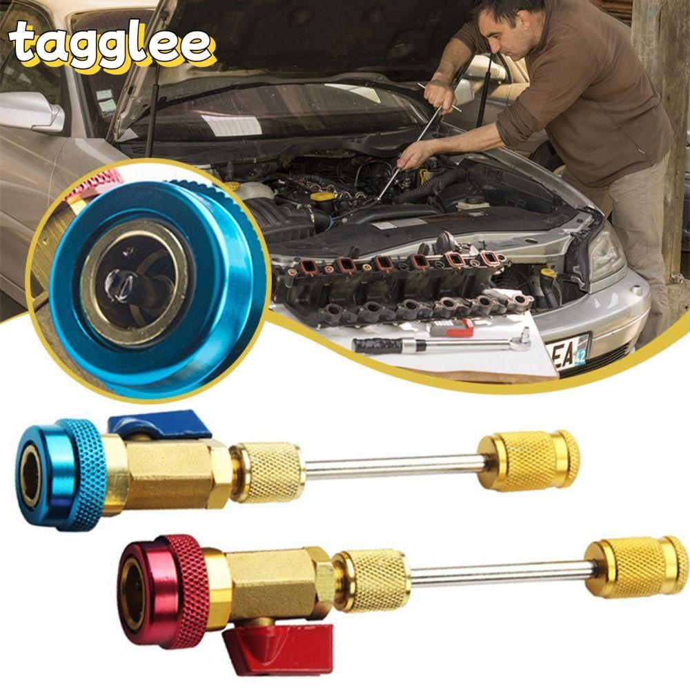 TAGGLEE เครื่องมือแกนวาล์วแอร์รถยนต์, R134a เครื่องมือถอดแกนวาล์วรถยนต์ทดแทนด่วน, แรงดันต่ําแรงดันสูงสีแดงสีฟ้าเครื่องมือซ่อมแอร์รถยนต์